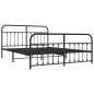 vidaXL Giroletto con Testiera e Pediera Metallo Nero 183x213 cm vidaXL Giroletto con Testiera e Pediera Metallo Nero 183x213 cm