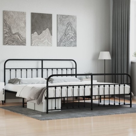 vidaXL Giroletto con Testiera e Pediera Metallo Nero 193x203 cm