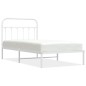 vidaXL Giroletto con Testiera Metallo Bianco 100x190 cm vidaXL Giroletto con Testiera Metallo Bianco 100x190 cm