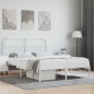 vidaXL Giroletto con Testiera Metallo Bianco 140x190 cm vidaXL Giroletto con Testiera Metallo Bianco 140x190 cm