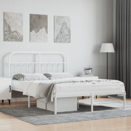 vidaXL Giroletto con Testiera Metallo Bianco 140x200 cm