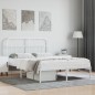 vidaXL Giroletto con Testiera Metallo Bianco 150x200 cm vidaXL Giroletto con Testiera Metallo Bianco 150x200 cm