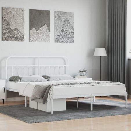 vidaXL Giroletto con Testiera Metallo Bianco 183x213 cm
