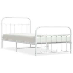 vidaXL Giroletto con Testiera e Pediera Metallo Bianco 100x200 cm