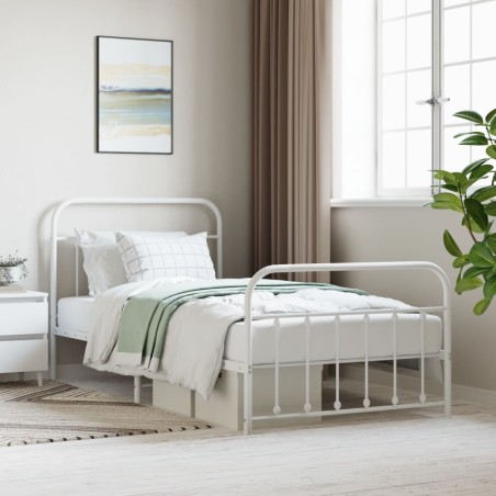 vidaXL Giroletto con Testiera e Pediera Metallo Bianco 107x203 cm