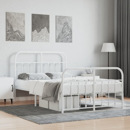 vidaXL Giroletto con Testiera e Pediera Metallo Bianco 120x190 cm