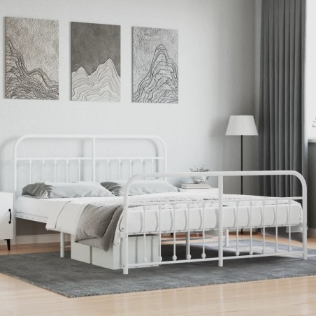 vidaXL Giroletto con Testiera e Pediera Metallo Bianco 180x200 cm