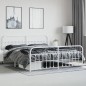 vidaXL Giroletto con Testiera e Pediera Metallo Bianco 193x203 cm vidaXL Giroletto con Testiera e Pediera Metallo Bianco 193x203 cm