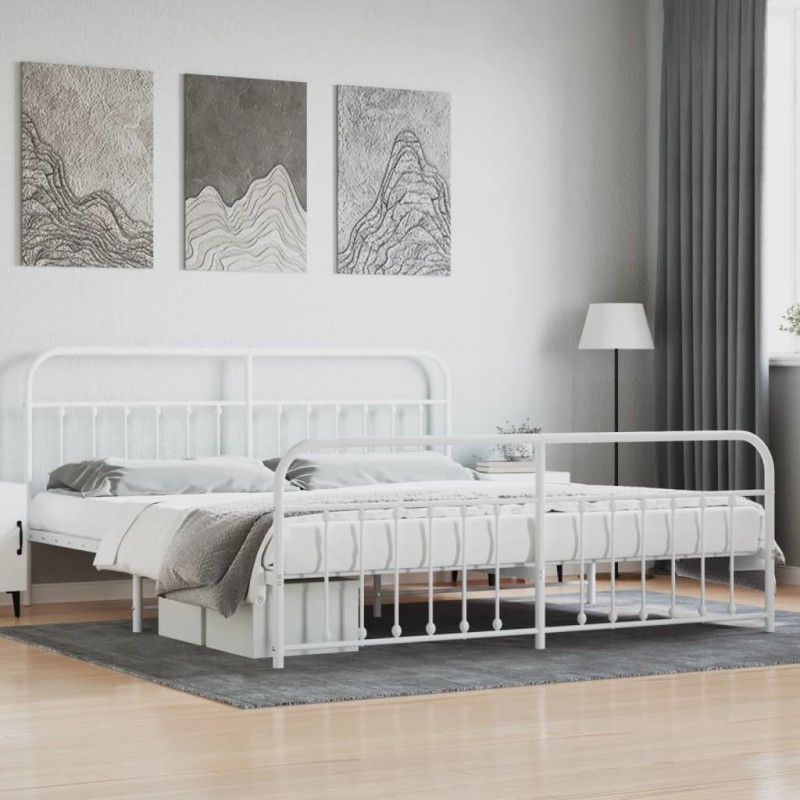 vidaXL Giroletto con Testiera e Pediera Metallo Bianco 200x200 cm