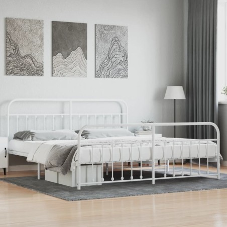 vidaXL Giroletto con Testiera e Pediera Metallo Bianco 200x200 cm