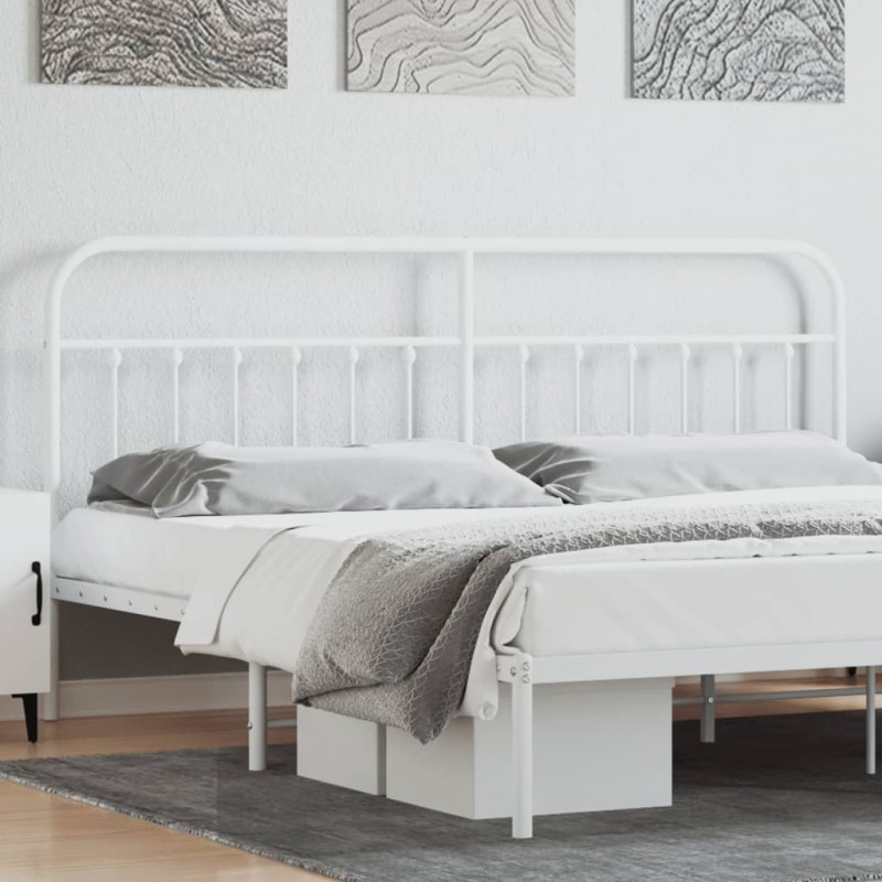 vidaXL Testiera in Metallo Bianco 193 cm vidaXL Testiera in Metallo Bianco 193 cm