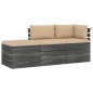 Set Divani da Giardino su Pallet 3 pz con Cuscini Massello Pino