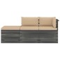 Set Divani da Giardino su Pallet 3 pz con Cuscini Massello Pino