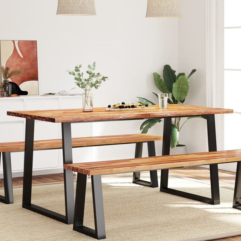 vidaXL Tavolo da Pranzo Bordi Vivi 160x80x75 cm Legno Massello Acacia vidaXL Tavolo da Pranzo Bordi Vivi 160x80x75 cm Legno Massello Acacia