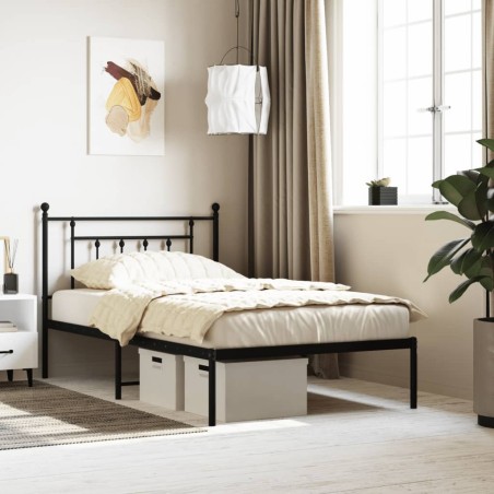vidaXL Giroletto con Testiera in Metallo Nero 107x203 cm