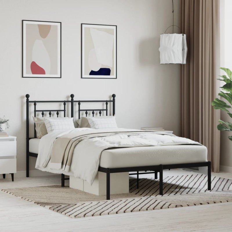 vidaXL Giroletto con Testiera in Metallo Nero 135x190 cm