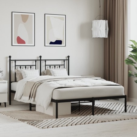 vidaXL Giroletto con Testiera in Metallo Nero 140x190 cm