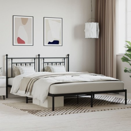 vidaXL Giroletto con Testiera in Metallo Nero 183x213 cm