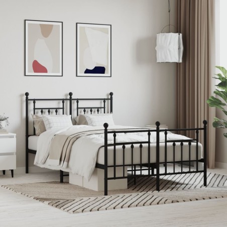 vidaXL Giroletto con Testiera e Pediera Metallo Nero 120x200 cm