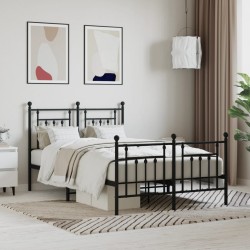 vidaXL Giroletto con Testiera e Pediera Metallo Nero 135x190 cm