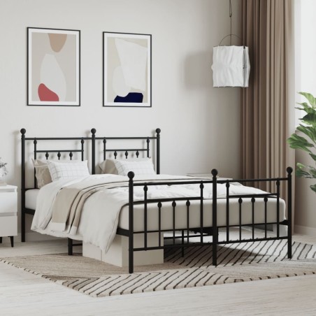 vidaXL Giroletto con Testiera e Pediera Metallo Nero 150x200 cm
