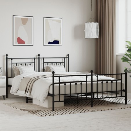 vidaXL Giroletto con Testiera e Pediera Metallo Nero 183x213 cm
