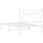 vidaXL Giroletto con Testiera Metallo Bianco 100x190 cm