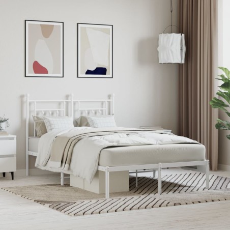 vidaXL Giroletto con Testiera Metallo Bianco 135x190 cm