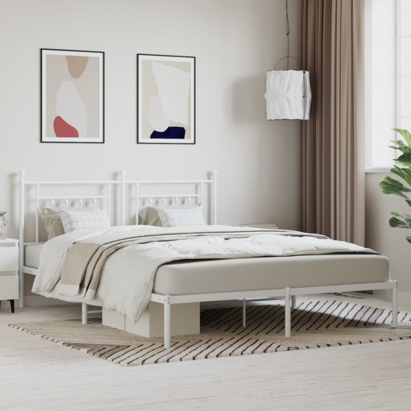 vidaXL Giroletto con Testiera Metallo Bianco 183x213 cm vidaXL Giroletto con Testiera Metallo Bianco 183x213 cm