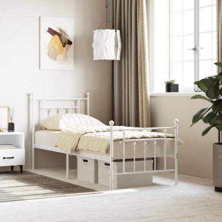 vidaXL Giroletto con Testiera e Pediera Metallo Bianco 75x190 cm
