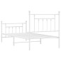 vidaXL Giroletto con Testiera e Pediera Metallo Bianco 90x200 cm vidaXL Giroletto con Testiera e Pediera Metallo Bianco 90x200 cm