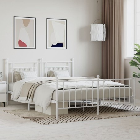 vidaXL Giroletto con Testiera e Pediera Metallo Bianco 160x200 cm