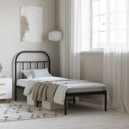 vidaXL Giroletto con Testiera in Metallo Nero 75x190 cm