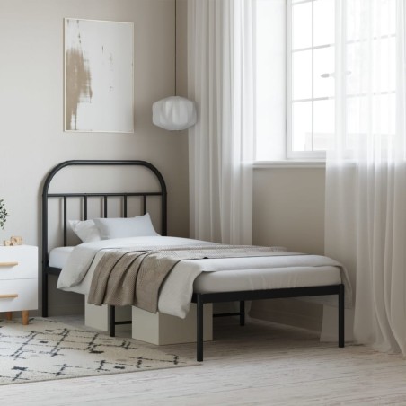 vidaXL Giroletto con Testiera in Metallo Nero 90x190 cm