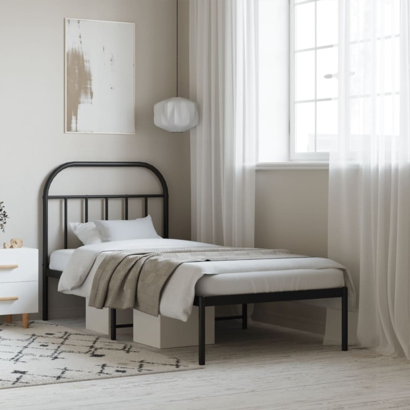 vidaXL Giroletto con Testiera in Metallo Nero 90x200 cm