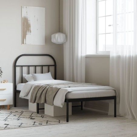 vidaXL Giroletto con Testiera in Metallo Nero 90x200 cm
