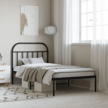 vidaXL Giroletto con Testiera in Metallo Nero 100x190 cm