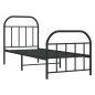vidaXL Giroletto con Testiera e Pediera Metallo Nero 75x190 cm vidaXL Giroletto con Testiera e Pediera Metallo Nero 75x190 cm