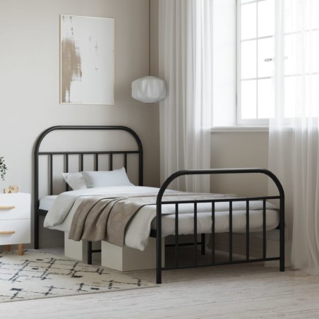 vidaXL Giroletto con Testiera e Pediera Metallo Nero 100x190 cm