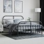 vidaXL Giroletto con Testiera e Pediera Metallo Nero 135x190 cm vidaXL Giroletto con Testiera e Pediera Metallo Nero 135x190 cm