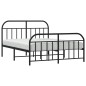 vidaXL Giroletto con Testiera e Pediera Metallo Nero 135x190 cm vidaXL Giroletto con Testiera e Pediera Metallo Nero 135x190 cm