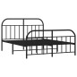 vidaXL Giroletto con Testiera e Pediera Metallo Nero 135x190 cm vidaXL Giroletto con Testiera e Pediera Metallo Nero 135x190 cm