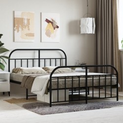vidaXL Giroletto con Testiera e Pediera Metallo Nero 140x190 cm