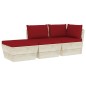 Set Divani da Giardino su Pallet 3 pz con Cuscini Legno Abete Set Divani da Giardino su Pallet 3 pz con Cuscini Legno Abete