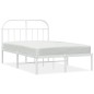 vidaXL Giroletto con Testiera Metallo Bianco 135x190 cm vidaXL Giroletto con Testiera Metallo Bianco 135x190 cm