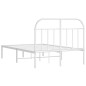 vidaXL Giroletto con Testiera Metallo Bianco 135x190 cm vidaXL Giroletto con Testiera Metallo Bianco 135x190 cm