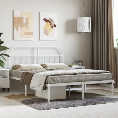 vidaXL Giroletto con Testiera Metallo Bianco 140x190 cm