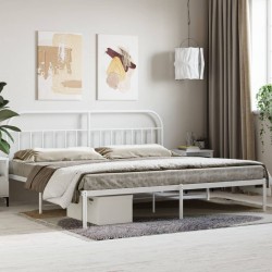 vidaXL Giroletto con Testiera Metallo Bianco 200x200 cm