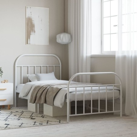 vidaXL Giroletto con Testiera e Pediera Metallo Bianco 100x200 cm