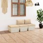 Set Divani da Giardino su Pallet 3 pz con Cuscini Legno Abete Set Divani da Giardino su Pallet 3 pz con Cuscini Legno Abete